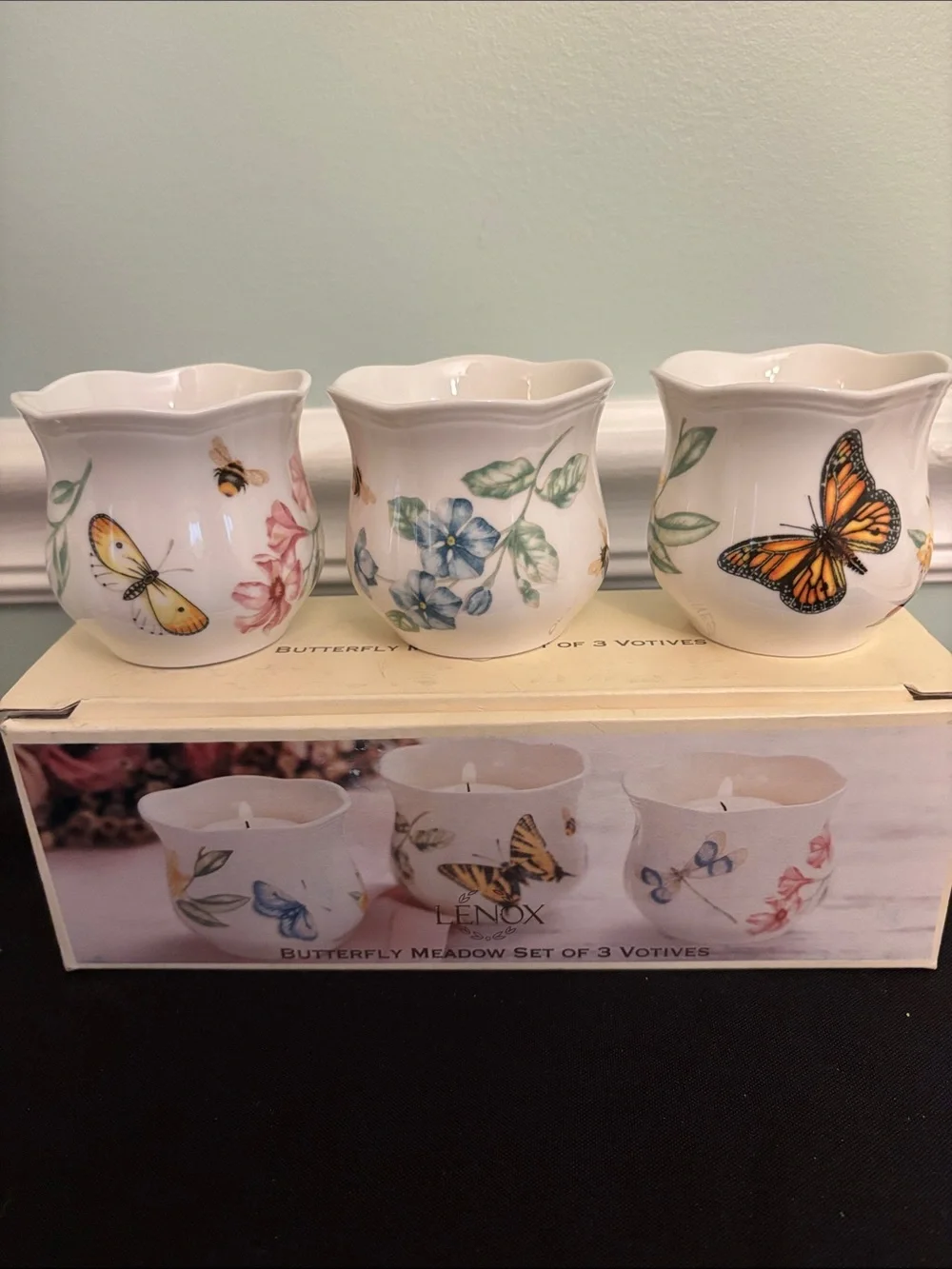 Lenox Butterfly Meadow White Ceramic Votive Set (3-Pack)